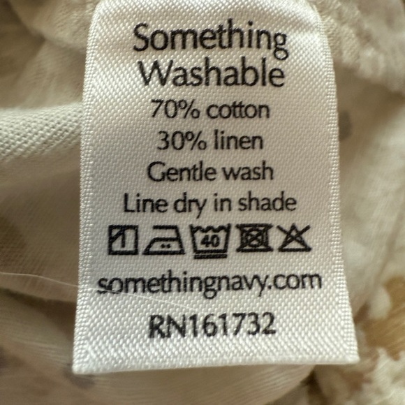 Something‎ Navy linen top pants size XL Lagenlook Earthy Old Money Boho floral - Picture 15 of 15